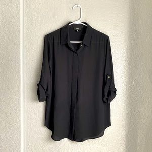 Massimo Black Button Down Blouse